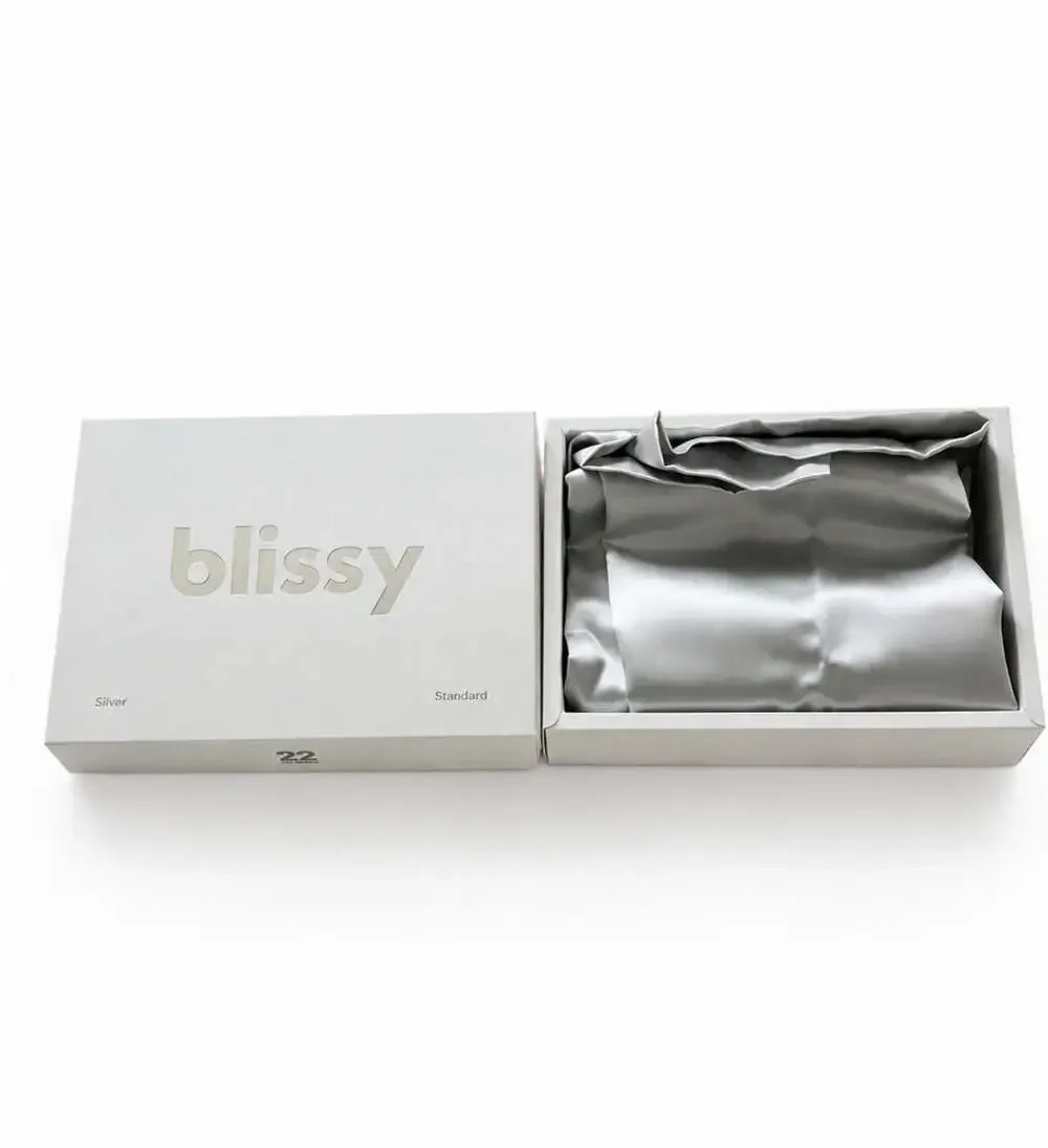 Blissy 100% Mulberry Silk Pillowcase Silver Standard 22 Momme
